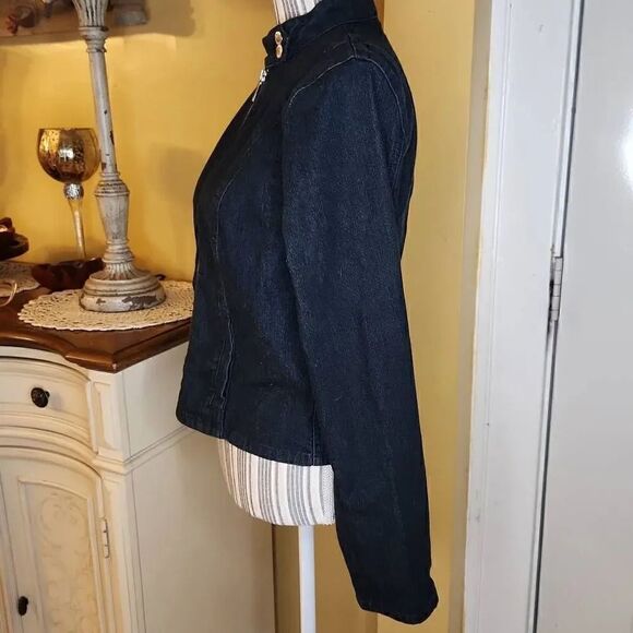 Chaps Denim jacket women's size M dark blue indigo - Picture 2 of 4